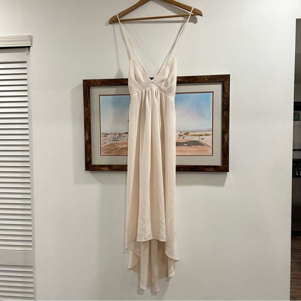 Aritzia Wilfred High Low Open Back Midi Dress Cream